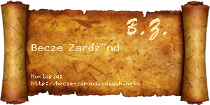 Becze Zaránd névjegykártya